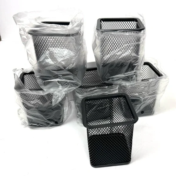 Mesh Metal Pen Cup Holder for Desk Office Organizer Black, 6 Pack - Picture 4 of 4